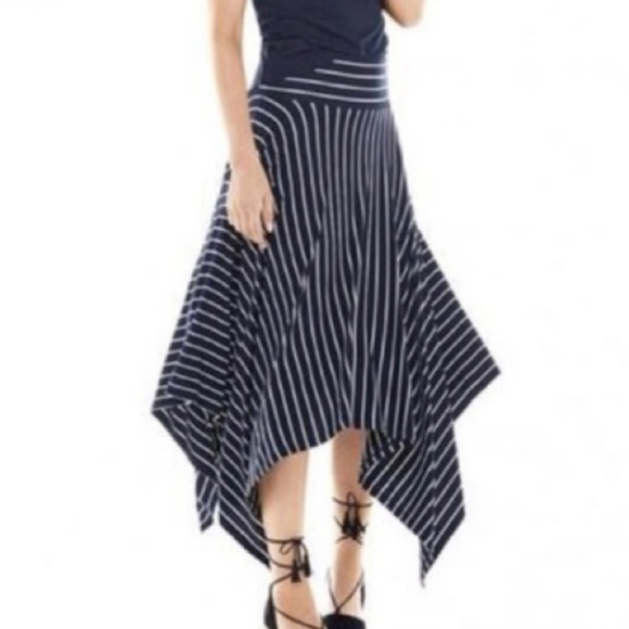CAbi Dresses & Skirts - Cabi #5183 Twirl Striped Asymmetrical Midi Skirt